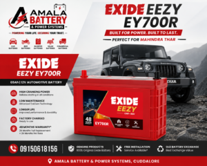 Exide EEZY EY700R battery for Mahindra Thar