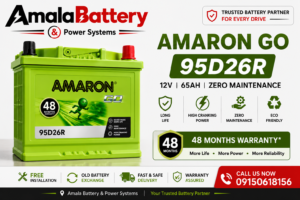 Mahindra-Thar-car-battery-Amaron GO 95D26R – 65Ah-Amala Battery & Power systems