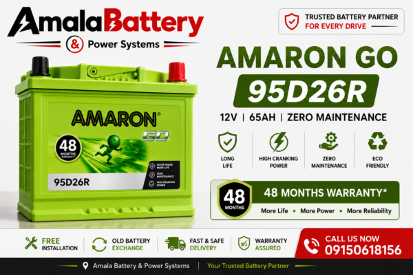 Mahindra-Thar-car-battery-Amaron GO 95D26R – 65Ah-Amala Battery & Power systems